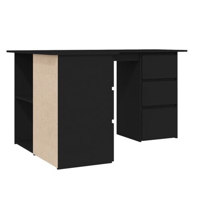 vidaXL skrivebord til hjørne 145x100x76 cm konstrueret træ sort