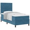 vidaXL Box spring seng med madras M&oslash;rk bl&aring; 90 x 190 cm Fl&oslash;jl