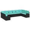 vidaXL Havesofa S&aelig;t med pude 10 pcs Sort og turkis polyrattan