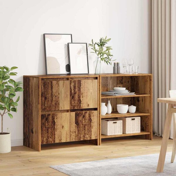 vidaXL Sideboard 2 pcs Gammelt tr&aelig; 70 x 41 x 75 cm Konstrueret tr&aelig;