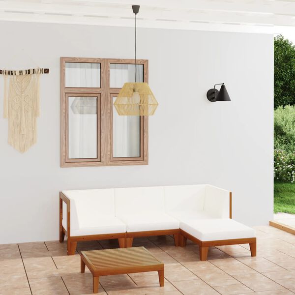 vidaXL lounges&aelig;t til haven 5 dele med hynder massivt akacietr&aelig;