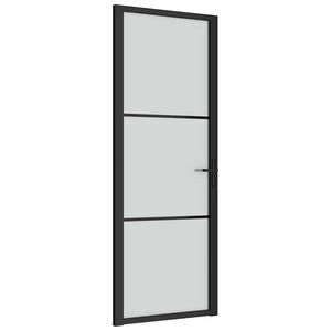 vidaxL d&oslash;r 76x201,5 cm mat glas og aluminium sort