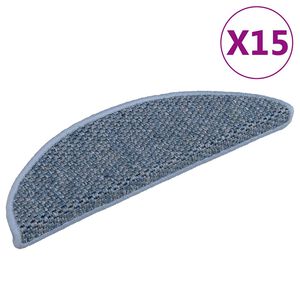 vidaXL selvkl&aelig;bende trappem&aring;tter 15 stk. 56x17x3 cm sisal-look bl&aring;