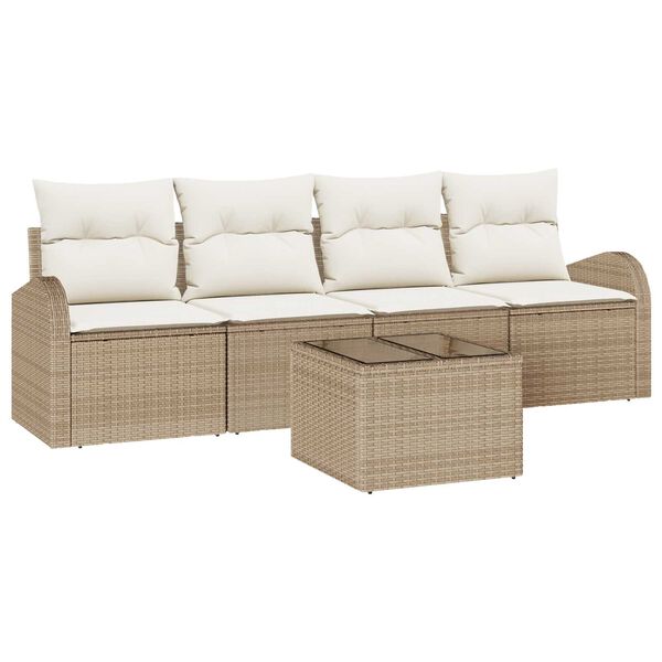 vidaXL Havesofa Sæt Beige 55 x 55 x 37 cm polyrattan