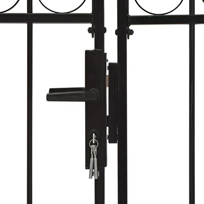 vidaXL hegnslåge med dobbeltdør og buet top stål 400 x 125 cm sort