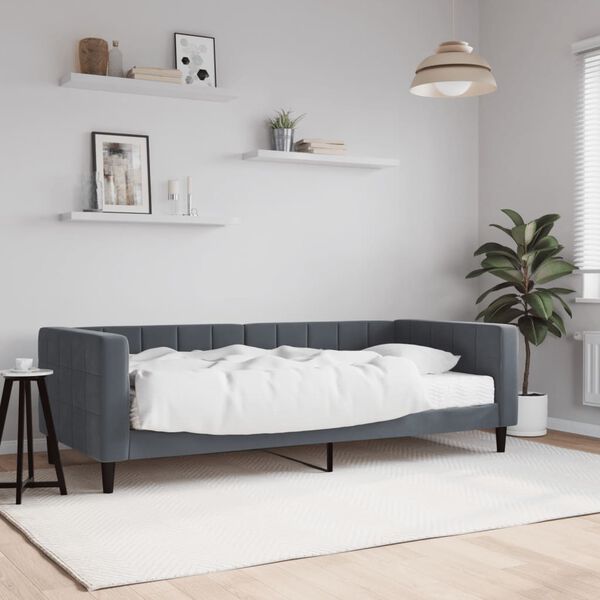 vidaXL daybed med madras 90x200 cm velour mørkegrå