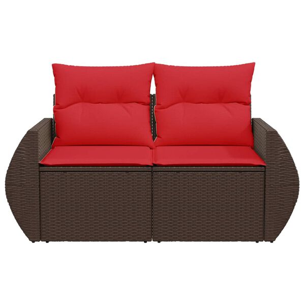 vidaXL havesofa med hynder 2-personers brun polyrattan