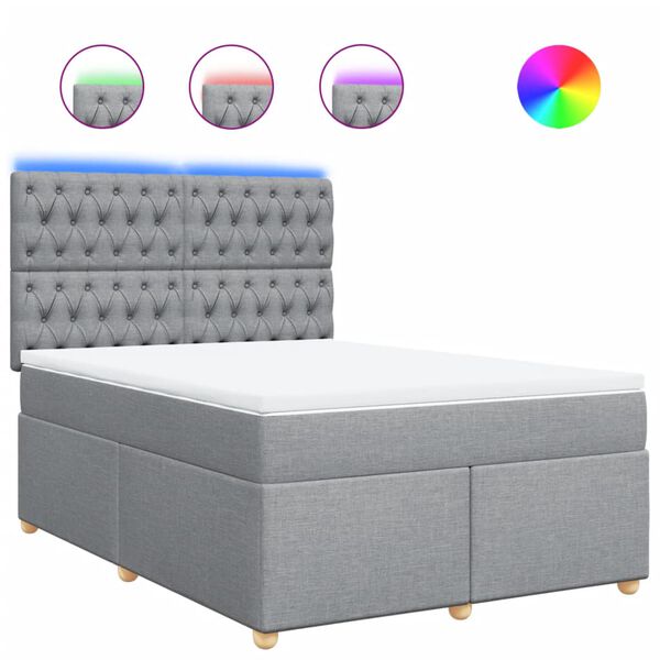 vidaXL kontinentalseng 140x200 cm stof lysegrå