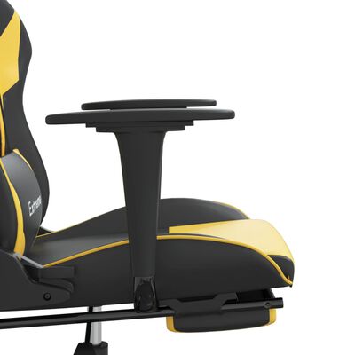 vidaXL gamingstol med fodstøtte kunstlæder sort og rød guldfarvet