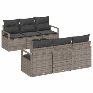 vidaXL Sofa S&aelig;t 7 pcs Gr&aring; polyrattan