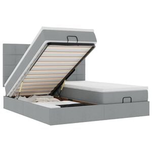 vidaXL osmannisk sengeramme med madrasser 160x200 cm stof lysegr&aring;