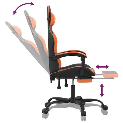 vidaXL gamingstol med fodstøtte kunstlæder sort og orange