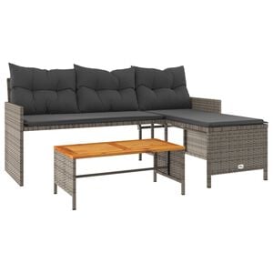 vidaXL havesofa med bord og hynder L-formet polyrattan gr&aring;
