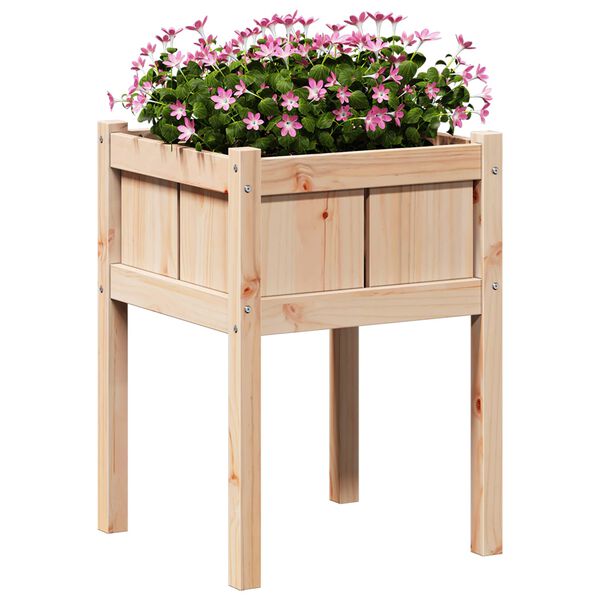 vidaXL Have Blomsterkrukke Natur 50 x 50 x 70 cm Massiv fyrretr&aelig;