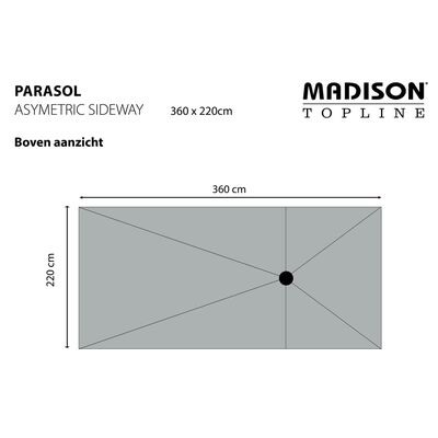 Madison parasol Asymmetric Sideway 360x220 cm grå PC15P014