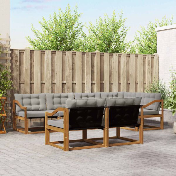 vidaXL Udend&oslash;rs sofagruppe med pude 7 pcs Naturlig og Lys Gr&aring;