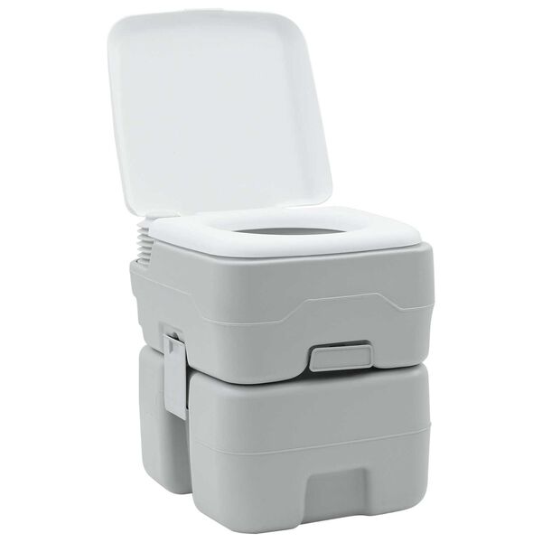 vidaXL Camping toilet Gr&aring; og Hvid 41,5 x 36,5 x 42 cm Polyethylen