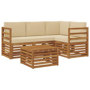 vidaXL Udend&oslash;rs sofagruppe 5 pcs Naturlig og Beige Massivt Akacietr&aelig;