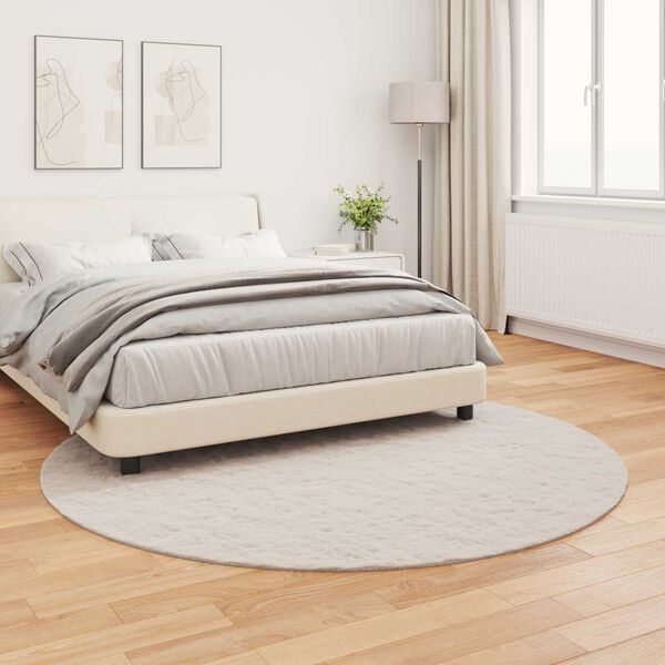 vidaXL Faux Kanin Pels Tæppe Olite Beige Ø 200 cm Polyester