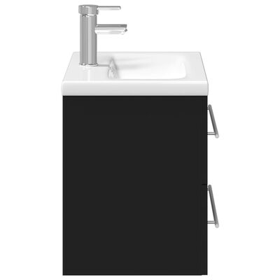 vidaXL underskab til badeværelse med indbygget håndvask sort