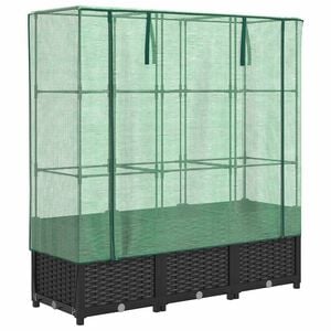 vidaXL h&oslash;jbed med drivhusovertr&aelig;k 120x40x138 cm rattan-look