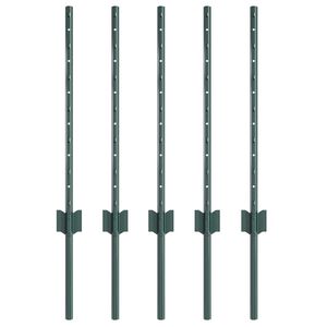 vidaXL Einbetonierter Zaunpfosten 5 stk. Gr&oslash;n 100 cm