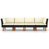 vidaXL 4-personers havesofa med hynder polyrattan sort