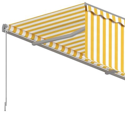 vidaXL foldemarkise m. rullegardin 3,5x2,5 m manuel gul og hvid