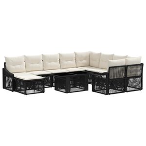 vidaXL Havesofa S&aelig;t 11 stk. Sort og Cremehvid polyrattan