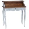vidaXL Skrivebord Brun og hvid 80 x 40 x 92 cm Massivt mahognitr&aelig;