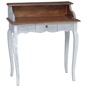 vidaXL Skrivebord Brun og hvid 80 x 40 x 92 cm Massivt mahognitr&aelig;