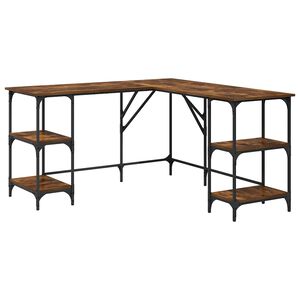 vidaXL skrivebord 139x139x75 cm konstrueret tr&aelig; r&oslash;get egetr&aelig;sfarve