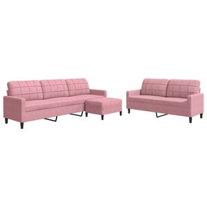 vidaXL sofas&aelig;t 3 dele med hynder velour lyser&oslash;d