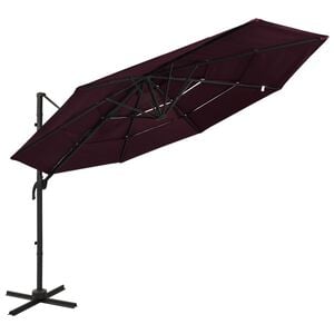 vidaXL parasol 3x3 m 4 niveauer aluminiumsstang bordeauxr&oslash;d