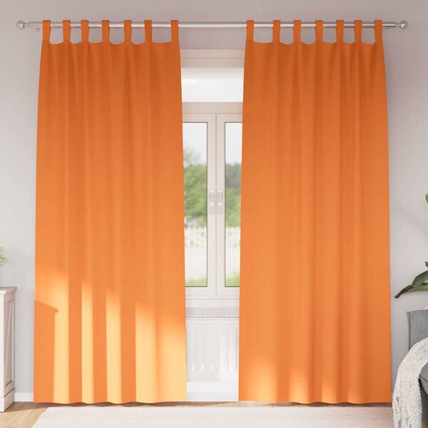 vidaXL M&oslash;rkl&aelig;gningsgardiner med ringe 2 pcs Lys Orange 245 x 140 cm