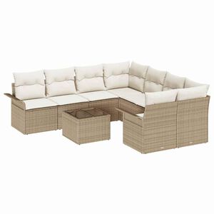 vidaXL Havesofa S&aelig;t 9 pcs Beige Poly rattan
