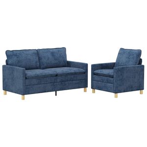 vidaXL Sofa S&aelig;t 2 stk. Bl&aring; Polyester