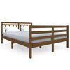 vidaXL sengeramme 135x190 cm dobbelt massivt tr&aelig; gyldenbrun