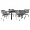 vidaXL 5 dele spisebordss&aelig;t til haven med hynder polyrattan glas gr&aring;