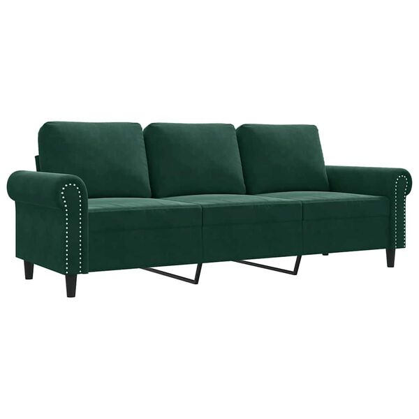 vidaXL 3-personers sofa 180 cm fløjl mørkegrøn