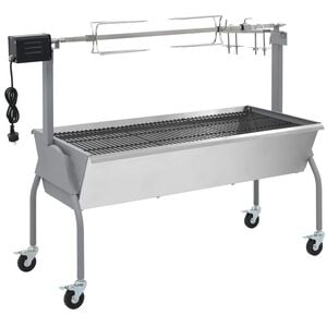 vidaXL elektrisk grill med rotisserie rustfrit st&aring;l