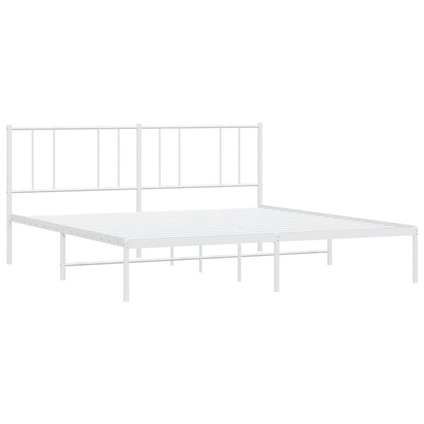 vidaXL sengeramme med sengegavl 180x200 cm metal hvid