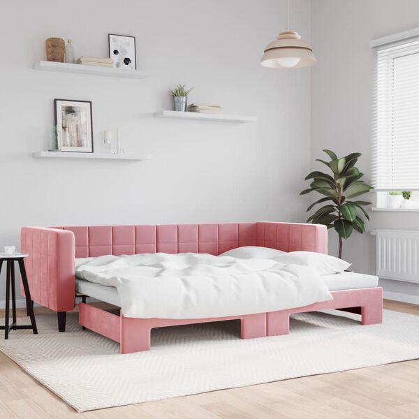 vidaXL daybed med udtræk 80x200 cm velour lyserød