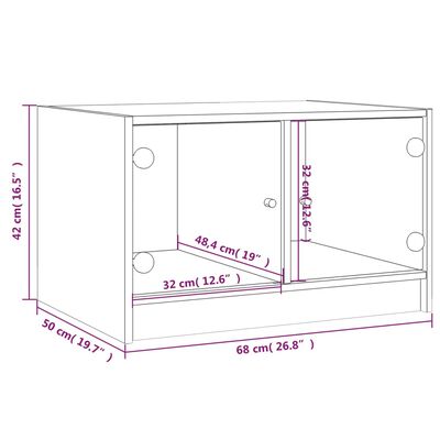 vidaXL sofabord med glaslåger 68x50x42 cm hvid