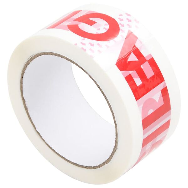 vidaXL pakketape 12 stk. 48 mm x 66 m FRAGILE-print hvid