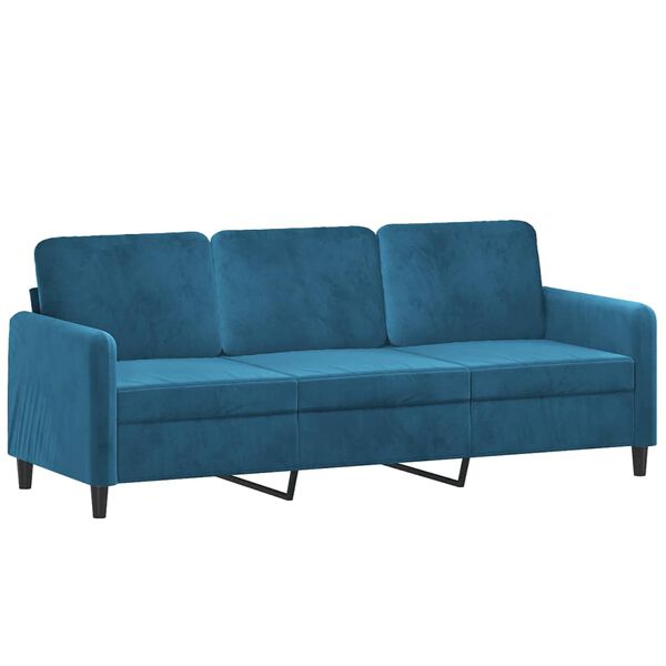 vidaXL 3-personers sofa med fodskammel 180 cm velour bl&aring;