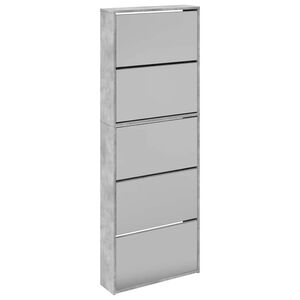vidaXL skoskab med spejl og 5 hylder 63x17x169,5 cm betongr&aring;