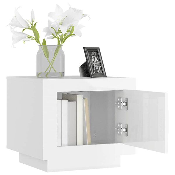 vidaXL sofabord 51x50x45 cm konstrueret tr&aelig; hvid h&oslash;jglans