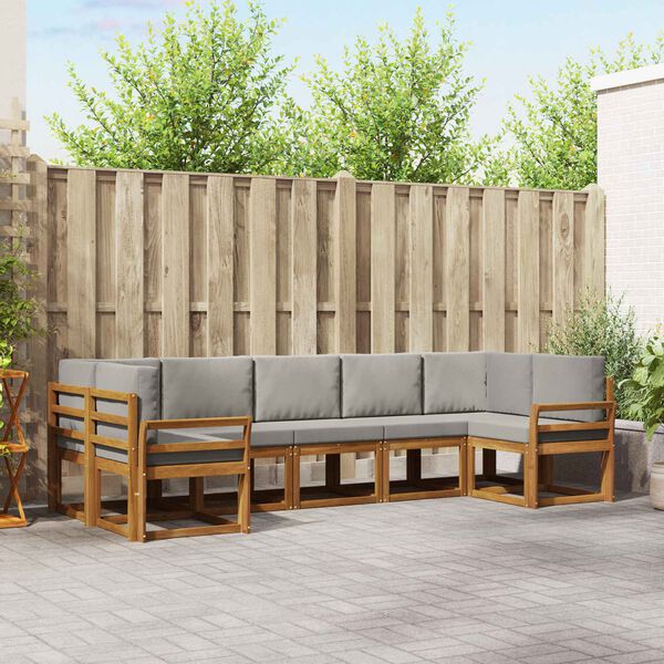 vidaXL Udend&oslash;rs sofagruppe med pude 7 pcs Naturlig og Lys Gr&aring;