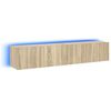 vidaXL v&aelig;gh&aelig;ngte tv-borde 2 stk. med LED-lys 80x35x31 cm sonoma-eg